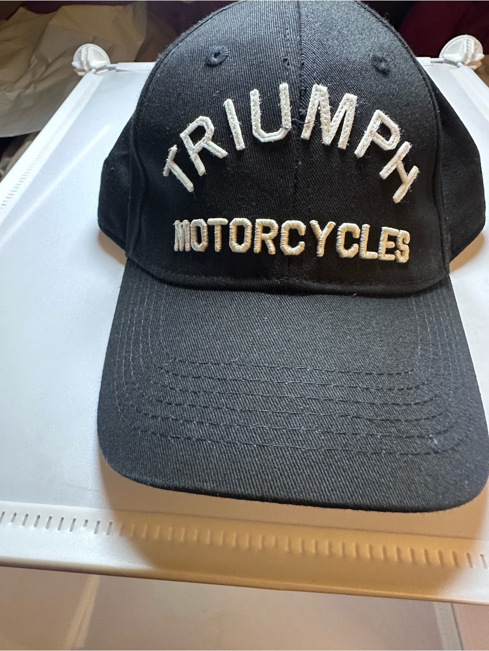 Triumph Black Hat with White Embroidered Logo